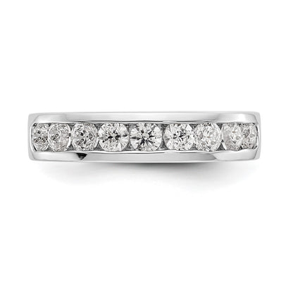 0.84ct. CZ Solid Real 14K White Gold 9-Stone Channel Wedding Band Ring