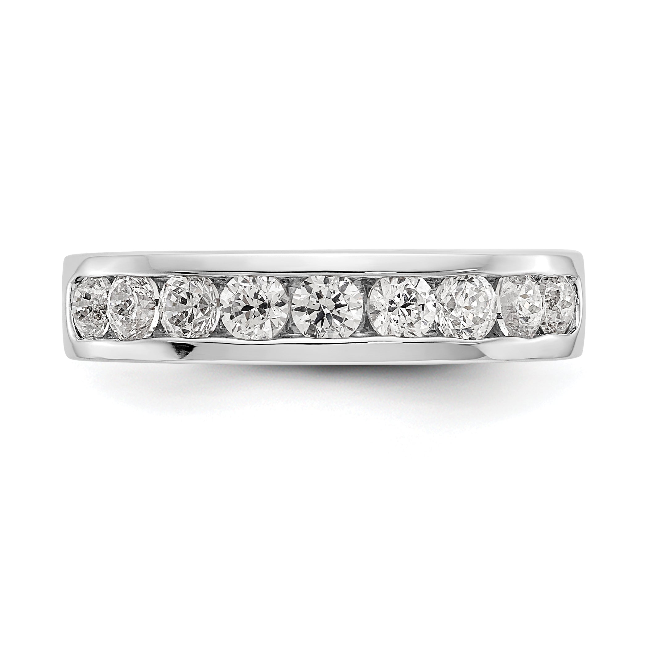 0.84ct. CZ Solid Real 14K White Gold 9-Stone Channel Wedding Band Ring