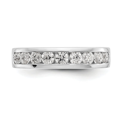 0.84ct. CZ Solid Real 14K White Gold 9-Stone Channel Wedding Band Ring