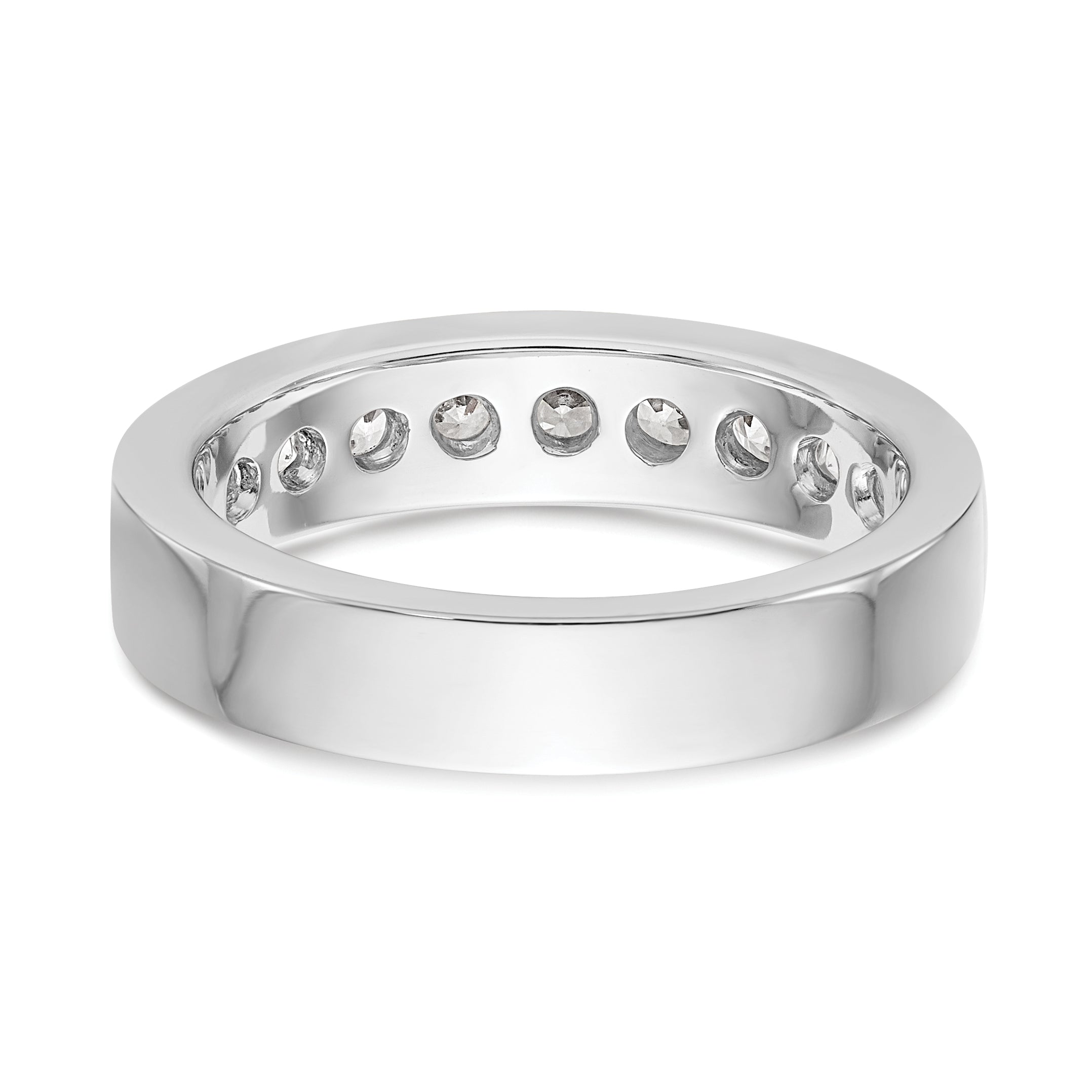 0.84ct. CZ Solid Real 14K White Gold 9-Stone Channel Wedding Band Ring