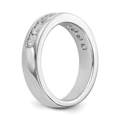 0.84ct. CZ Solid Real 14K White Gold 9-Stone Channel Wedding Band Ring