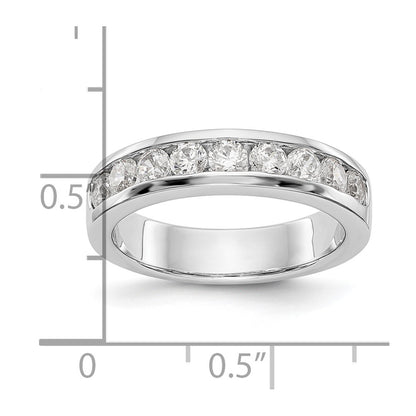 0.84ct. CZ Solid Real 14K White Gold 9-Stone Channel Wedding Band Ring