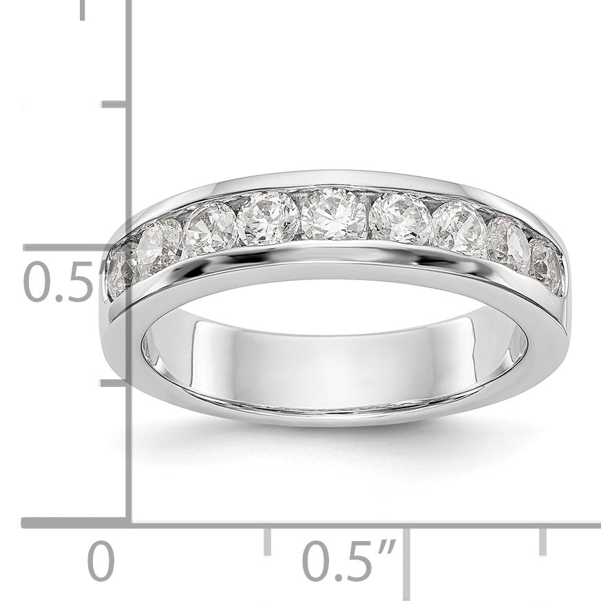 0.84ct. CZ Solid Real 14K White Gold 9-Stone Channel Wedding Band Ring