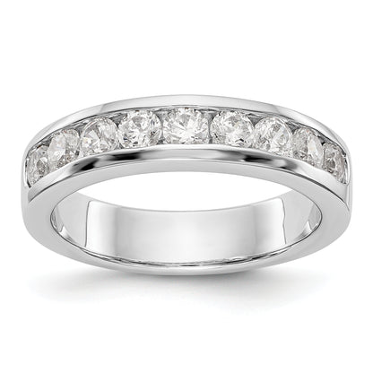 0.84ct. CZ Solid Real 14K White Gold 9-Stone Channel Wedding Band Ring