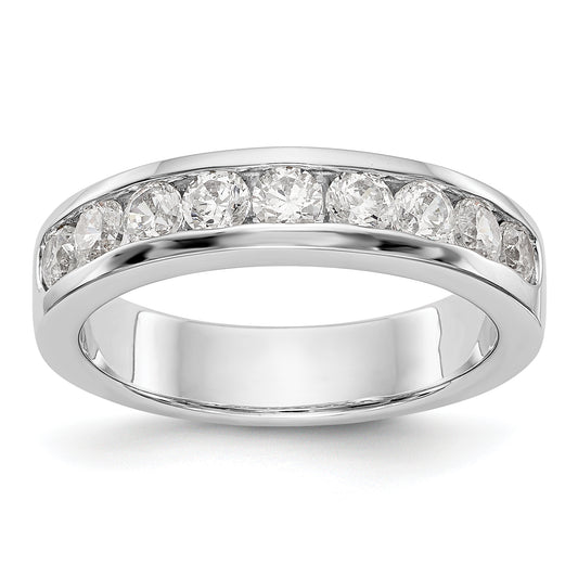 0.84ct. CZ Solid Real 14K White Gold 9-Stone Channel Wedding Band Ring