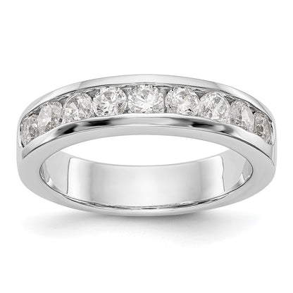 0.84ct. CZ Solid Real 14K White Gold 9-Stone Channel Wedding Band Ring
