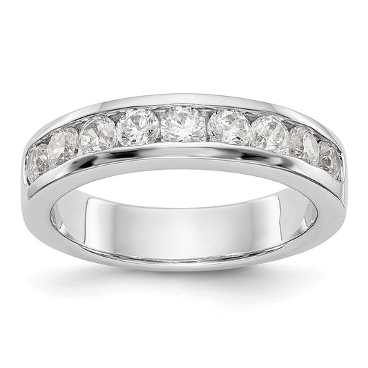 0.84ct. CZ Solid Real 14K White Gold 9-Stone Channel Wedding Band Ring