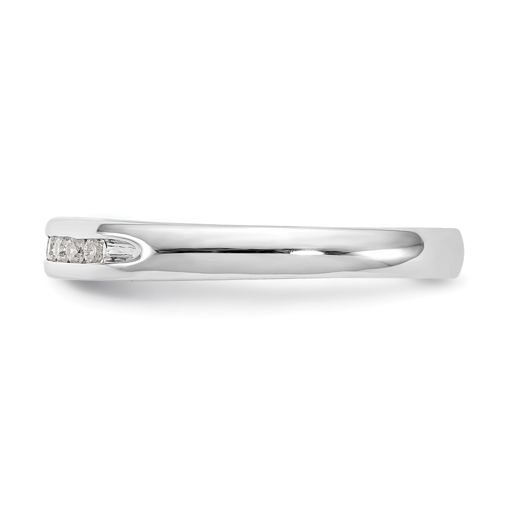 0.14ct. CZ Solid Real 14K White Gold 9-Stone Channel Wedding Band Ring