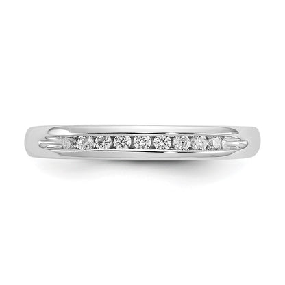 0.14ct. CZ Solid Real 14K White Gold 9-Stone Channel Wedding Band Ring