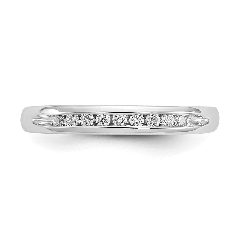 14K White Gold 9-Stone Real Diamond Channel Band