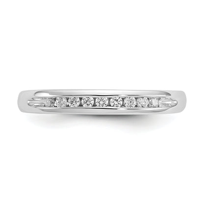 0.14ct. CZ Solid Real 14K White Gold 9-Stone Channel Wedding Band Ring