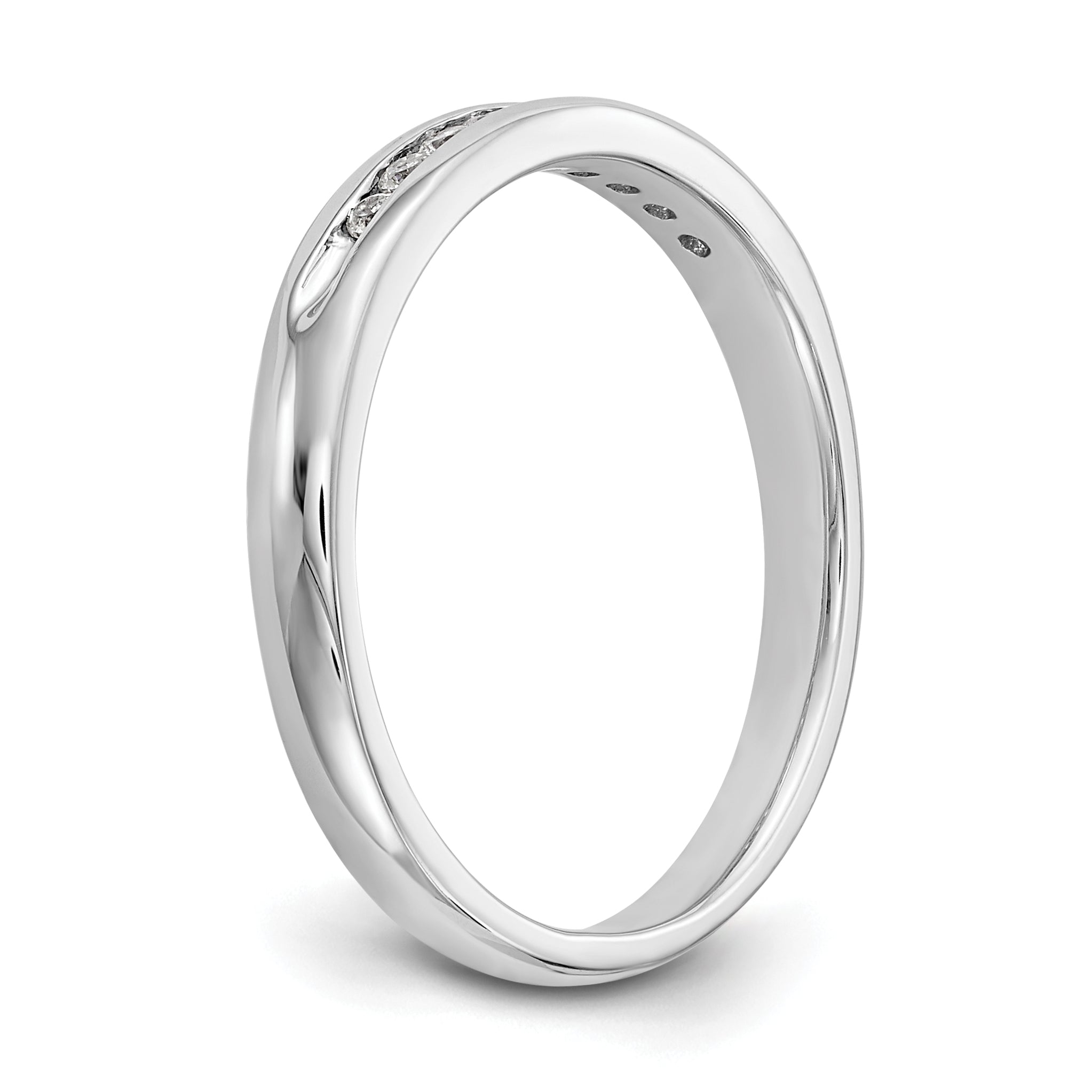 0.14ct. CZ Solid Real 14K White Gold 9-Stone Channel Wedding Band Ring