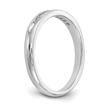 0.14ct. CZ Solid Real 14K White Gold 9-Stone Channel Wedding Band Ring
