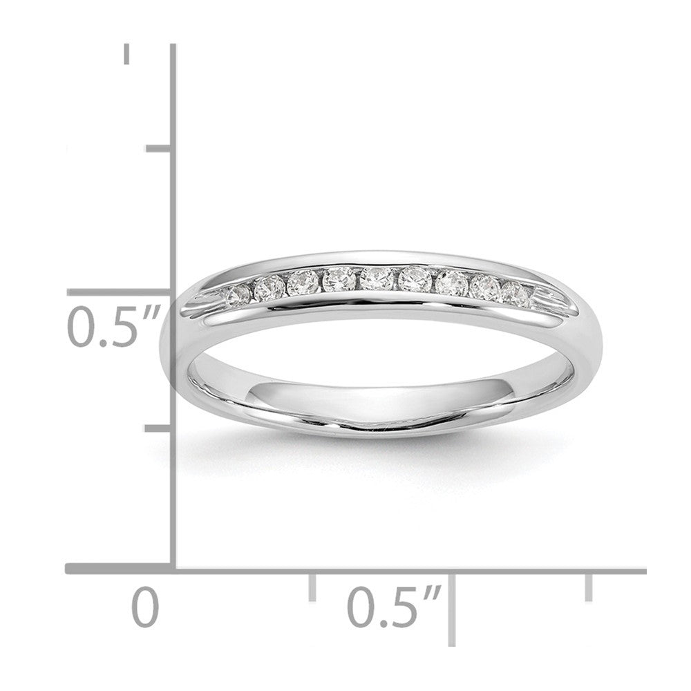 0.14ct. CZ Solid Real 14K White Gold 9-Stone Channel Wedding Band Ring