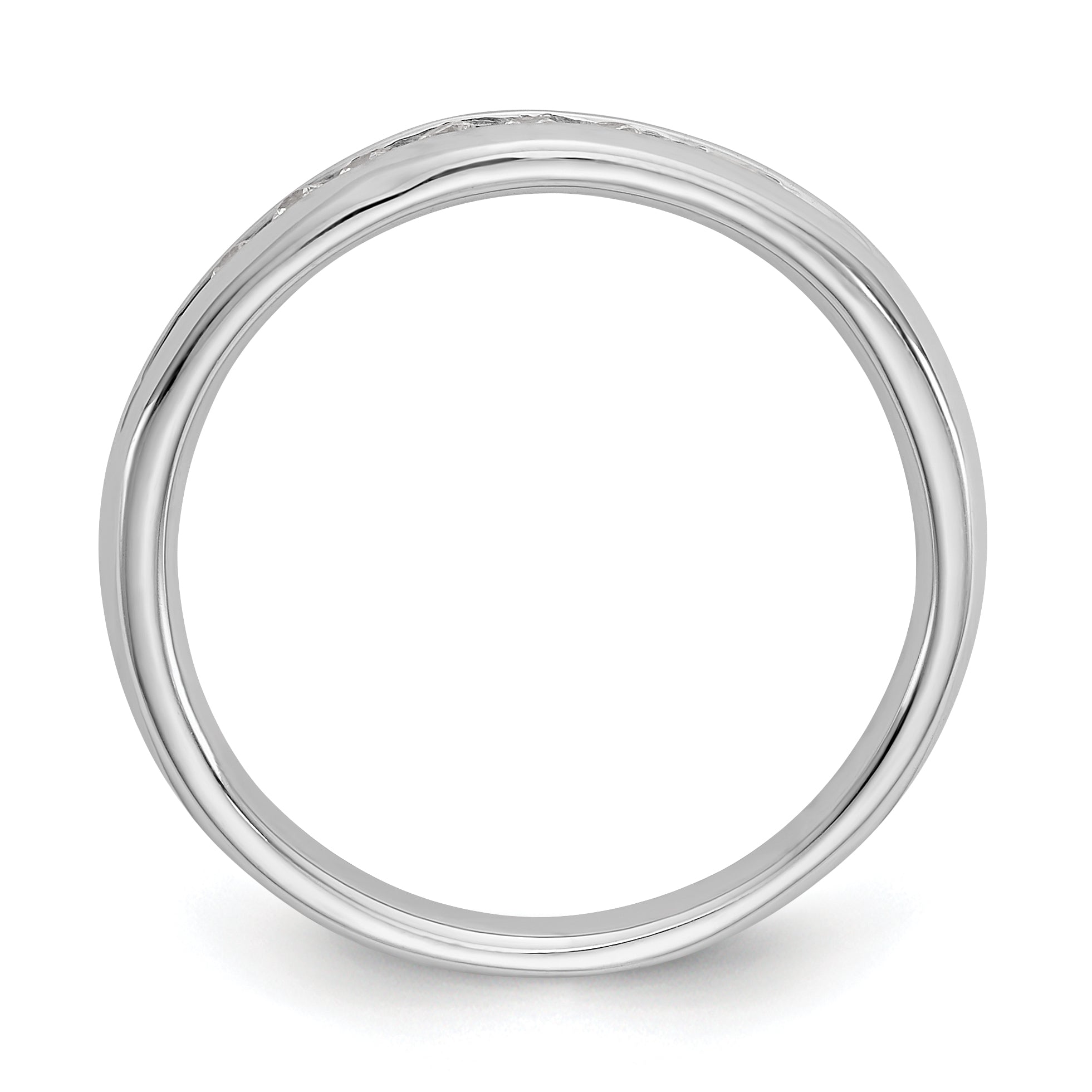 0.20ct. CZ Solid Real 14K White Gold 9-Stone Channel Wedding Band Ring