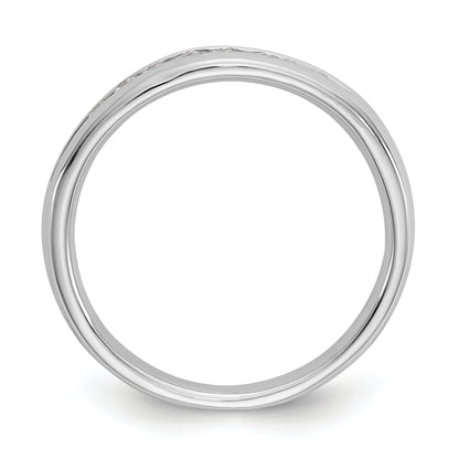 0.20ct. CZ Solid Real 14K White Gold 9-Stone Channel Wedding Band Ring