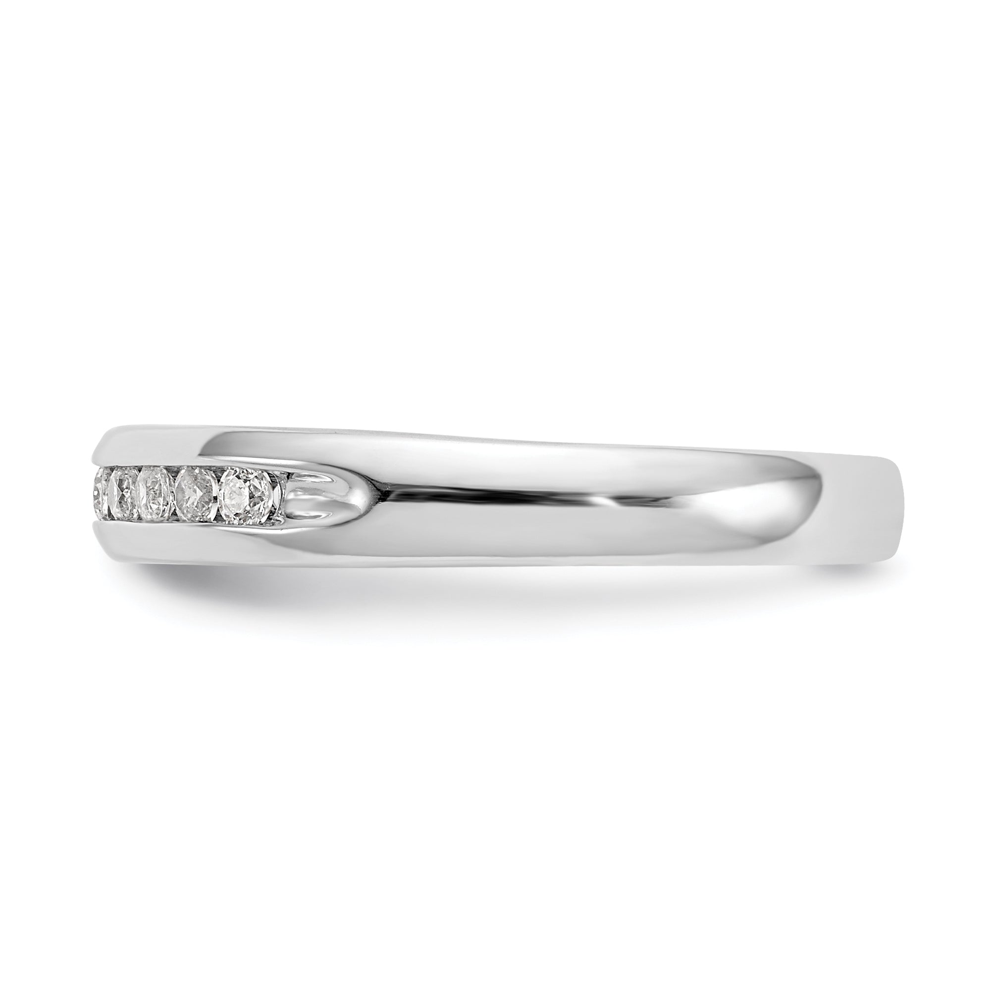 0.20ct. CZ Solid Real 14K White Gold 9-Stone Channel Wedding Band Ring