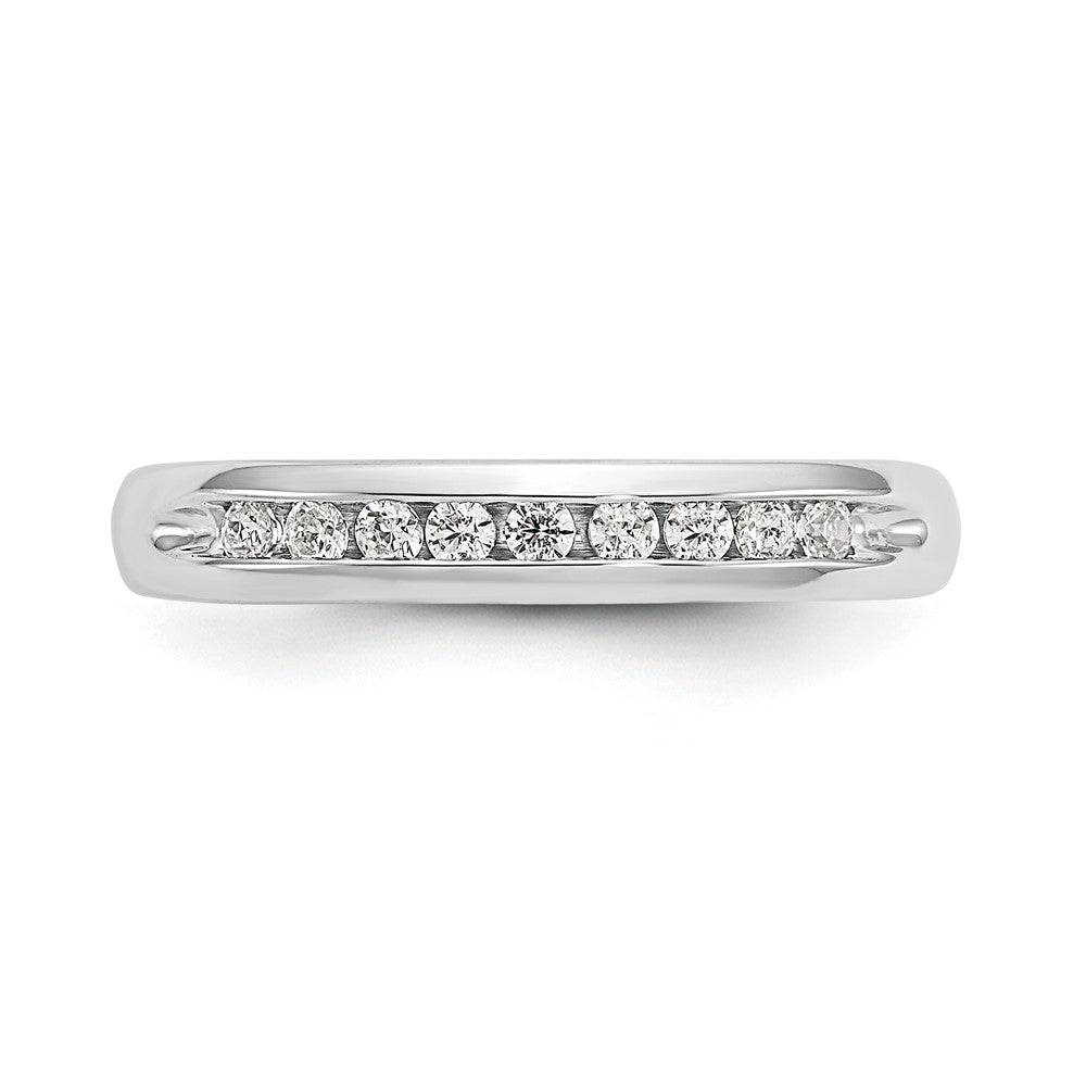 14K White Gold 9-Stone Real Diamond Channel Band