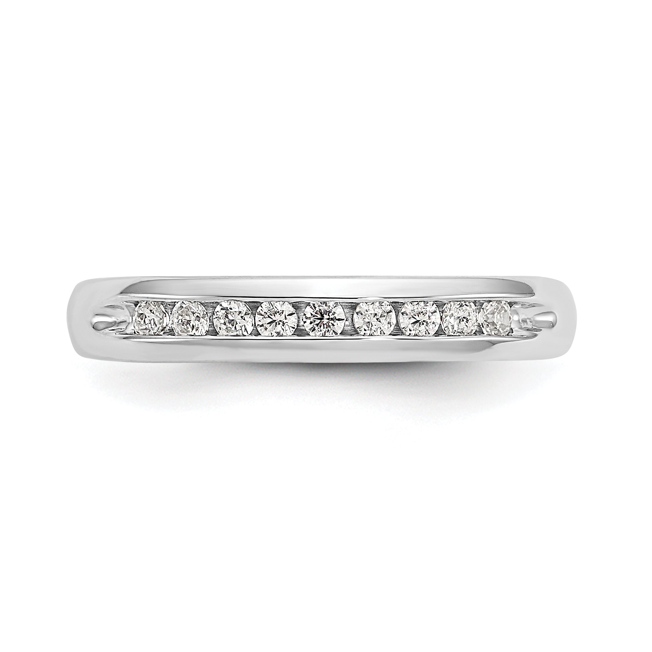 0.20ct. CZ Solid Real 14K White Gold 9-Stone Channel Wedding Band Ring