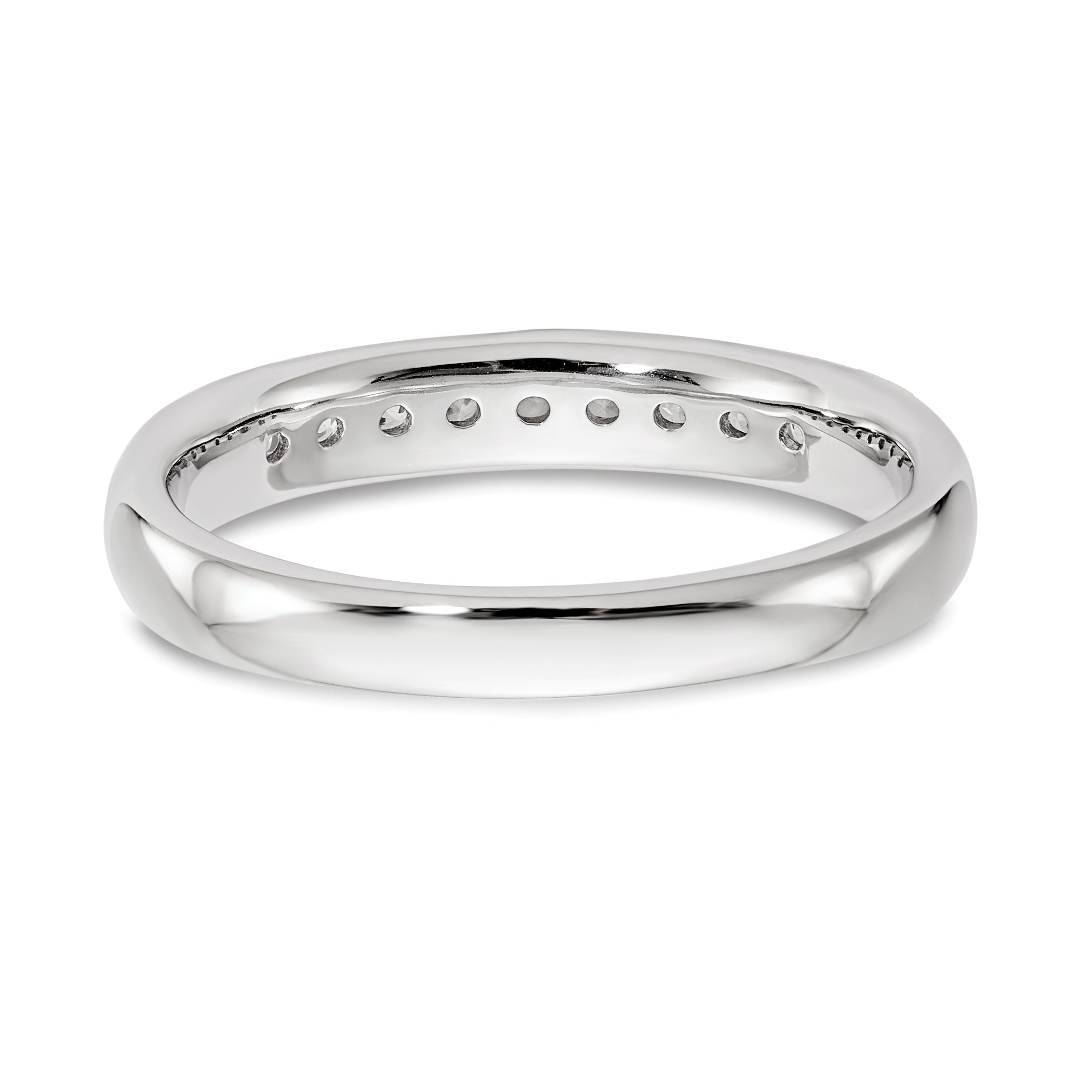 0.20ct. CZ Solid Real 14K White Gold 9-Stone Channel Wedding Band Ring