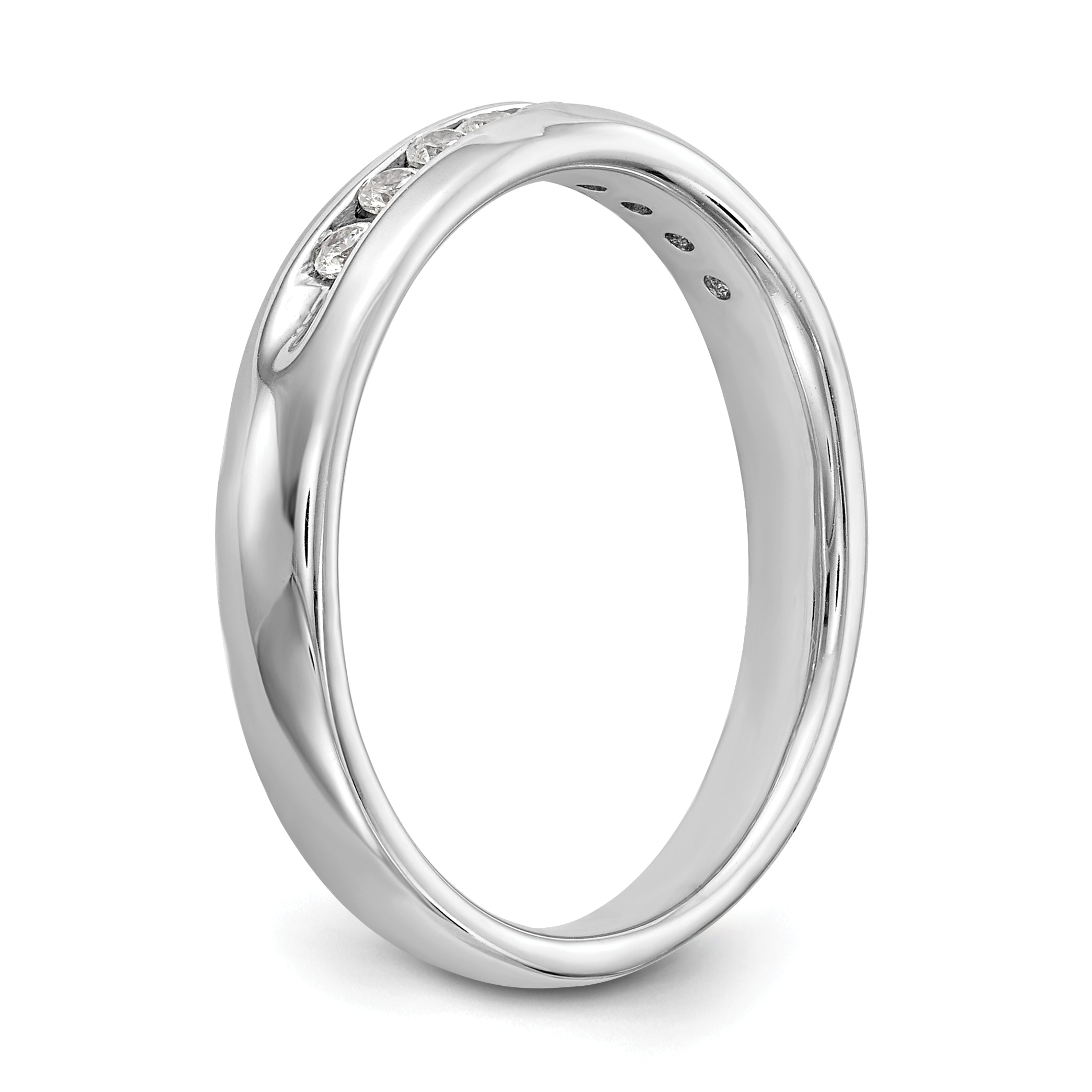 0.20ct. CZ Solid Real 14K White Gold 9-Stone Channel Wedding Band Ring