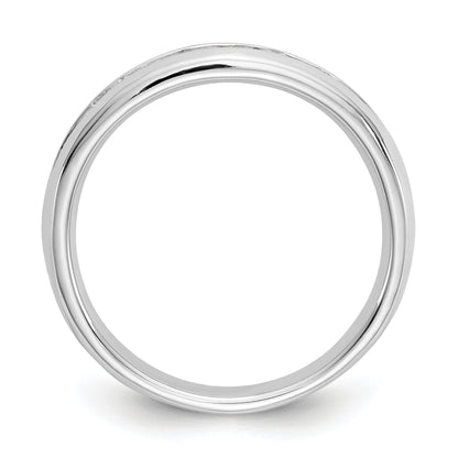 0.23ct. CZ Solid Real 14K White Gold 9-Stone Channel Wedding Band Ring