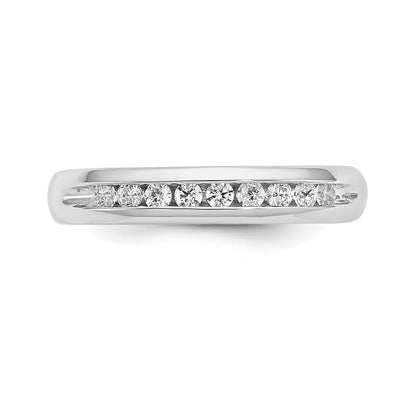 0.23ct. CZ Solid Real 14K White Gold 9-Stone Channel Wedding Band Ring