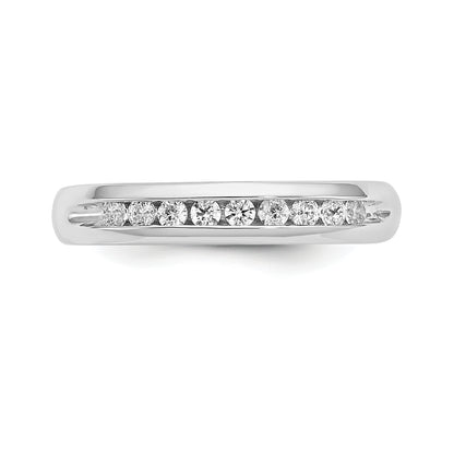 0.23ct. CZ Solid Real 14K White Gold 9-Stone Channel Wedding Band Ring