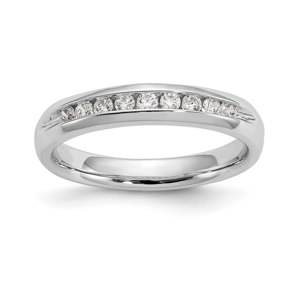 0.23ct. CZ Solid Real 14K White Gold 9-Stone Channel Wedding Band Ring