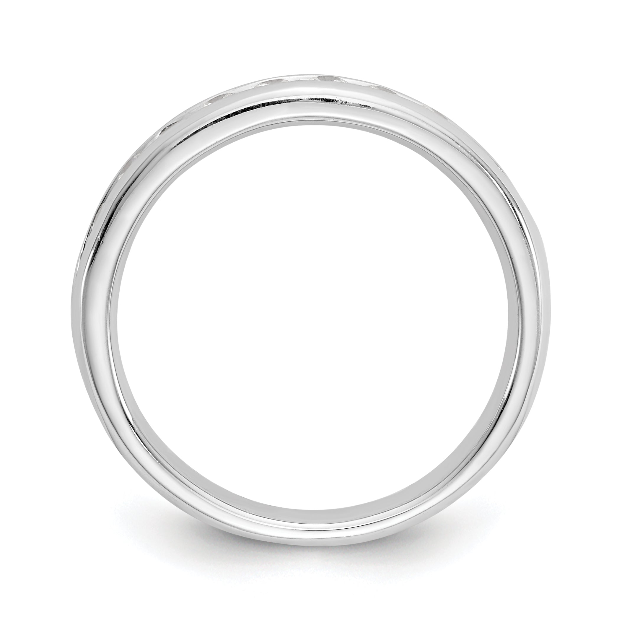 0.40ct. CZ Solid Real 14K White Gold 9-Stone Channel Wedding Band Ring