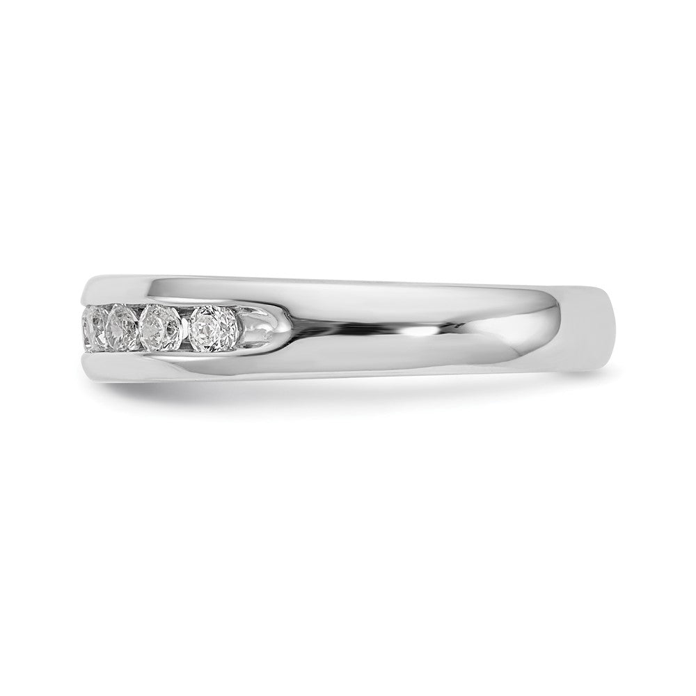 0.40ct. CZ Solid Real 14K White Gold 9-Stone Channel Wedding Band Ring