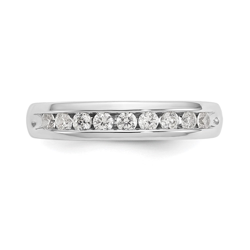 0.40ct. CZ Solid Real 14K White Gold 9-Stone Channel Wedding Band Ring
