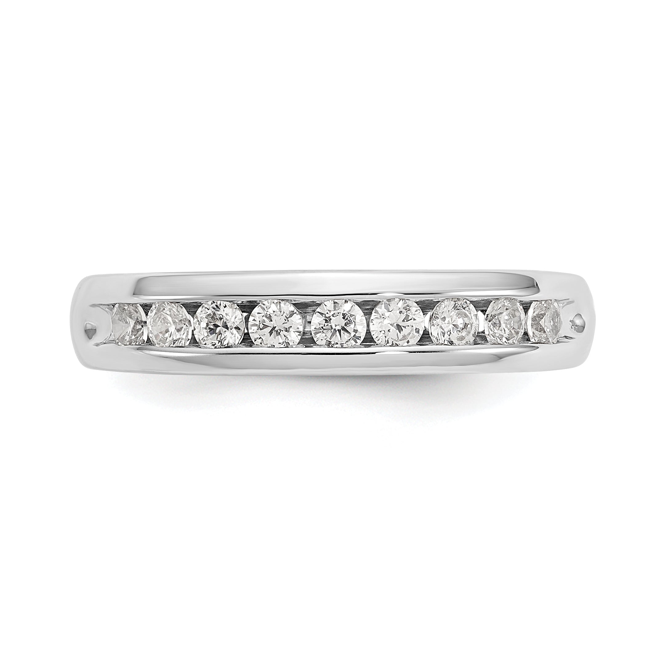 0.40ct. CZ Solid Real 14K White Gold 9-Stone Channel Wedding Band Ring