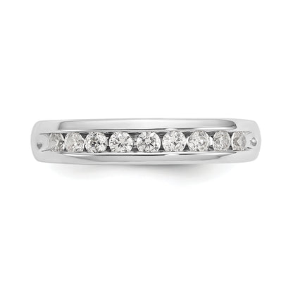 0.40ct. CZ Solid Real 14K White Gold 9-Stone Channel Wedding Band Ring