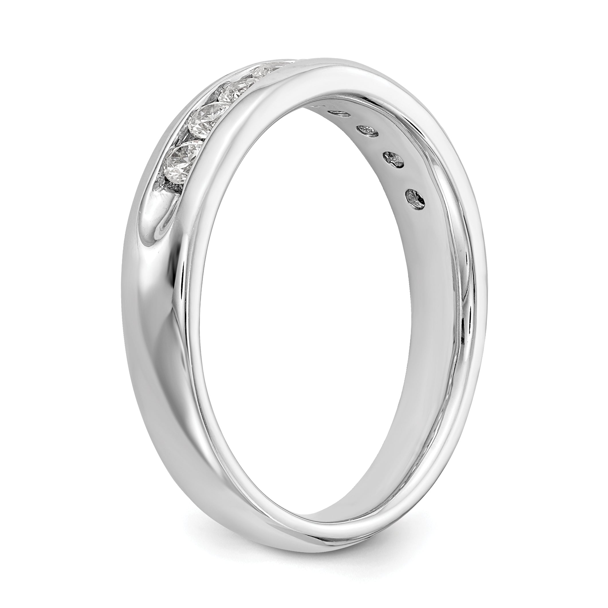 0.40ct. CZ Solid Real 14K White Gold 9-Stone Channel Wedding Band Ring