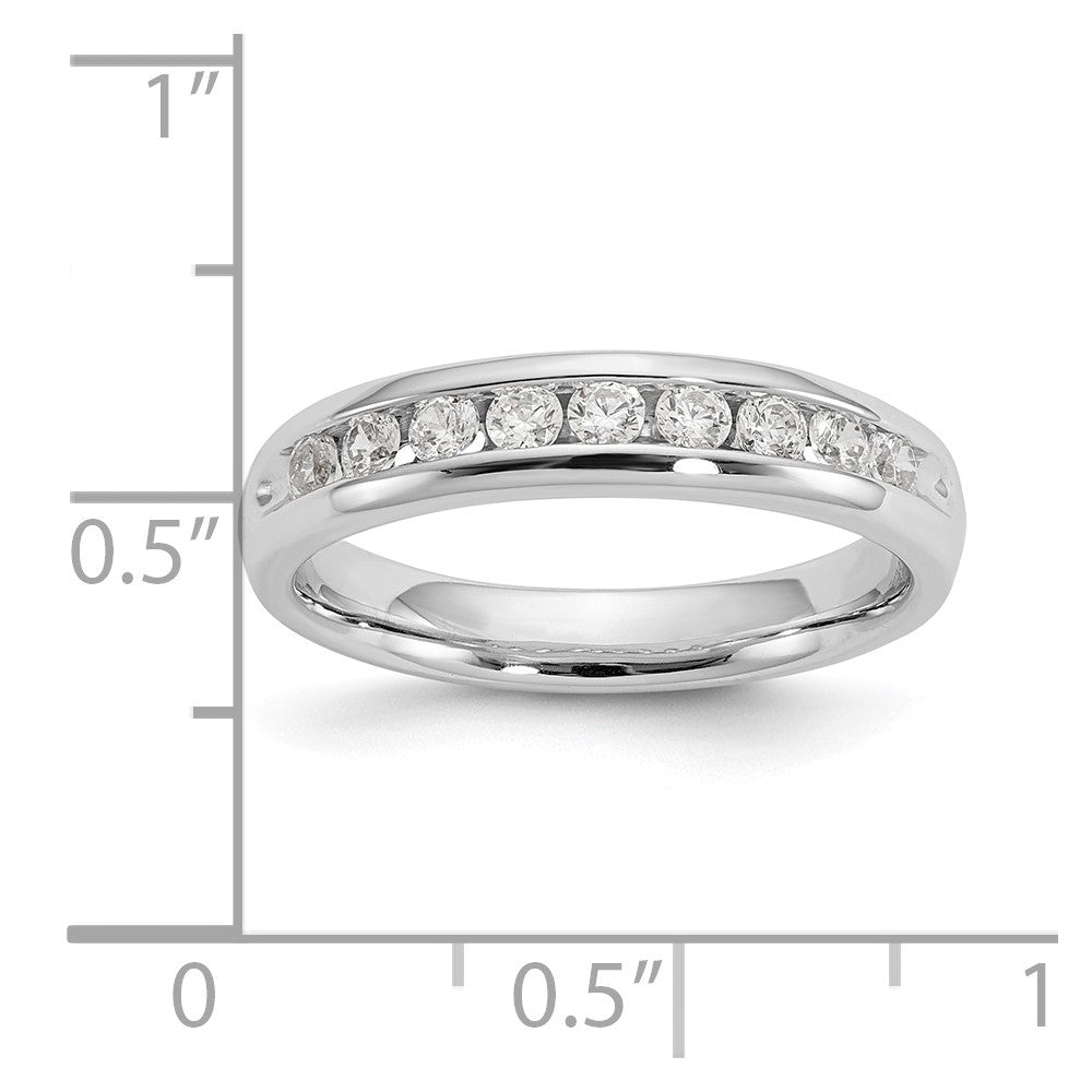 0.40ct. CZ Solid Real 14K White Gold 9-Stone Channel Wedding Band Ring