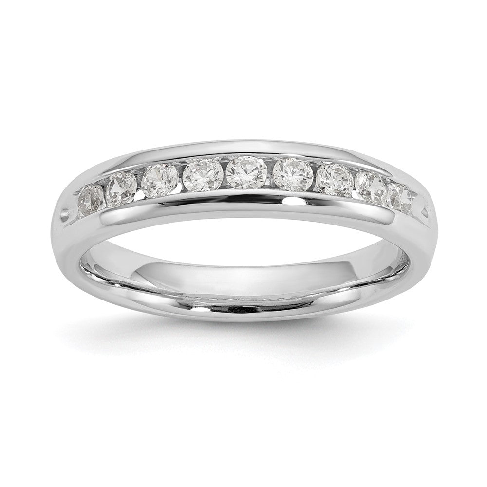 0.40ct. CZ Solid Real 14K White Gold 9-Stone Channel Wedding Band Ring