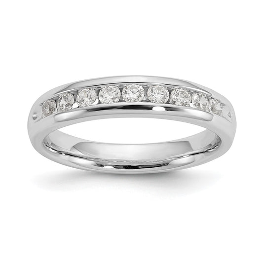 0.40ct. CZ Solid Real 14K White Gold 9-Stone Channel Wedding Band Ring