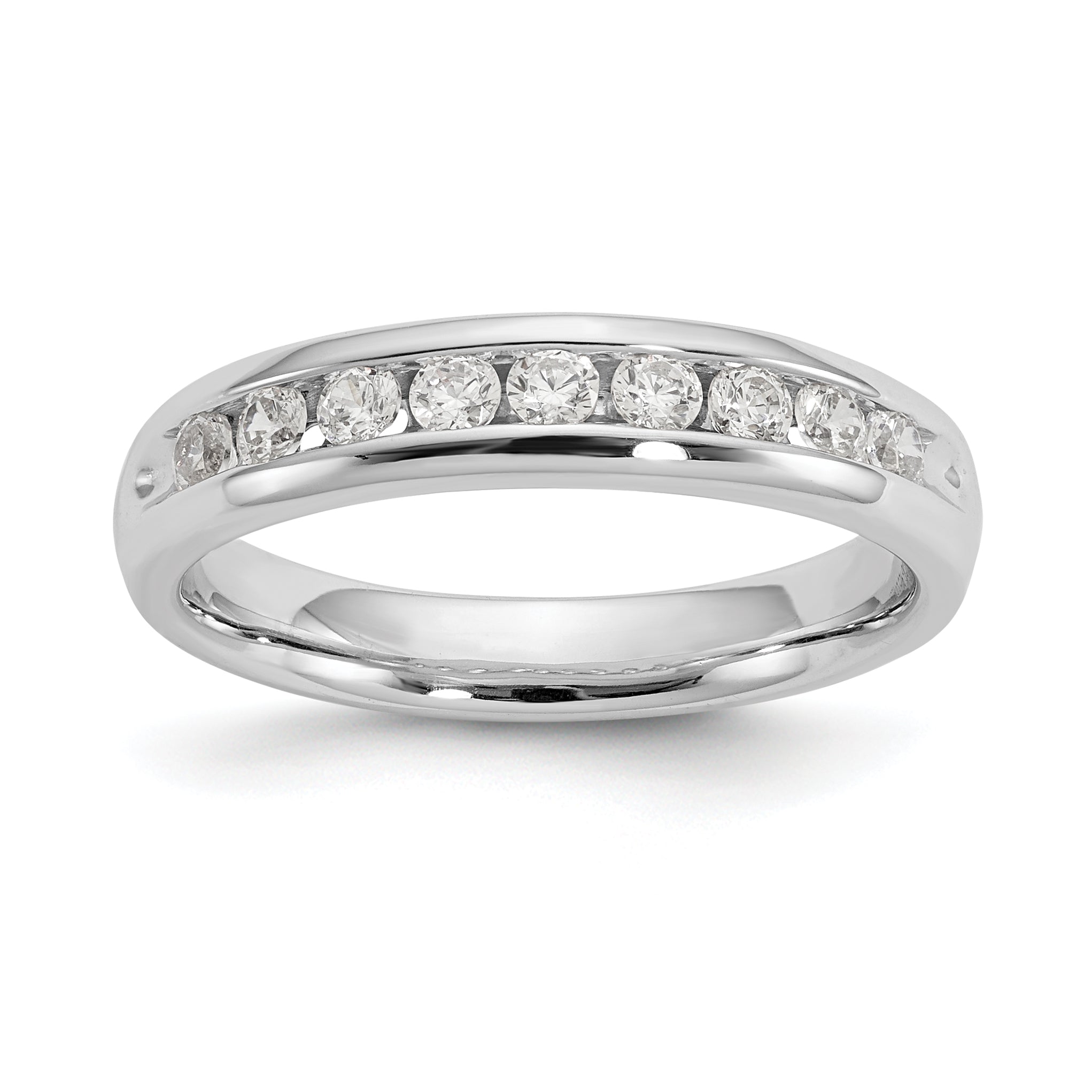 0.40ct. CZ Solid Real 14K White Gold 9-Stone Channel Wedding Band Ring