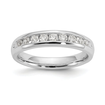 0.40ct. CZ Solid Real 14K White Gold 9-Stone Channel Wedding Band Ring