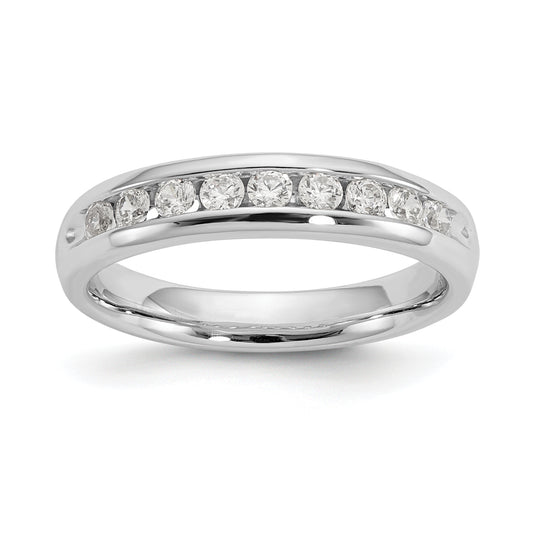 0.40ct. CZ Solid Real 14K White Gold 9-Stone Channel Wedding Band Ring