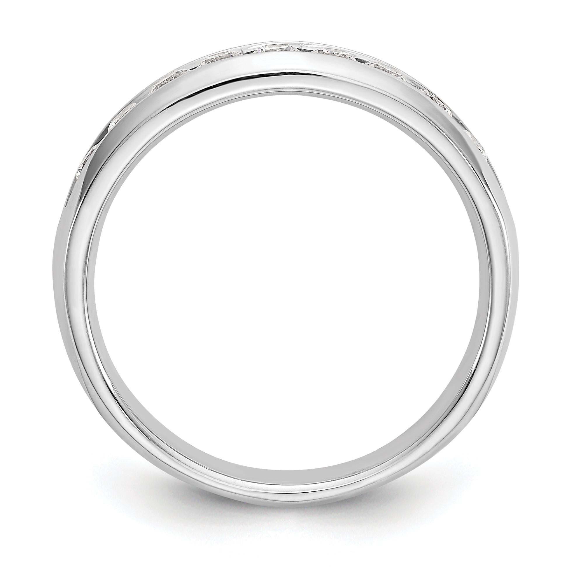0.45ct. CZ Solid Real 14K White Gold 9-Stone Channel Wedding Band Ring