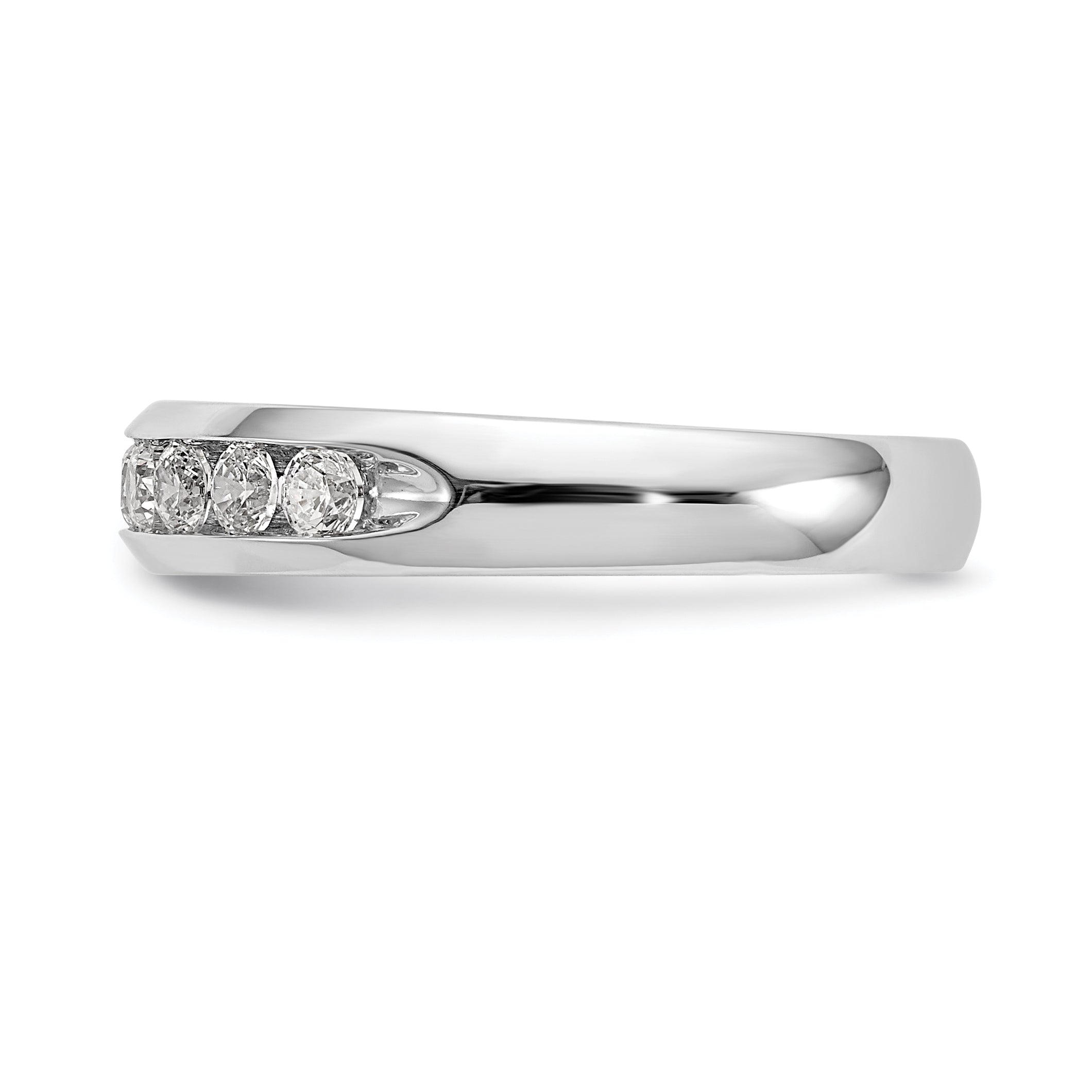 0.45ct. CZ Solid Real 14K White Gold 9-Stone Channel Wedding Band Ring