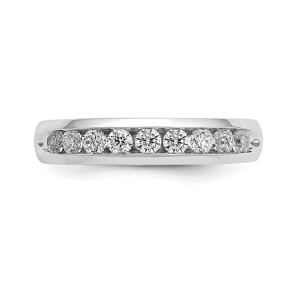 0.45ct. CZ Solid Real 14K White Gold 9-Stone Channel Wedding Band Ring