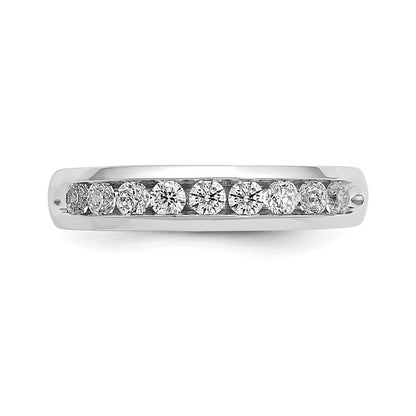 0.45ct. CZ Solid Real 14K White Gold 9-Stone Channel Wedding Band Ring