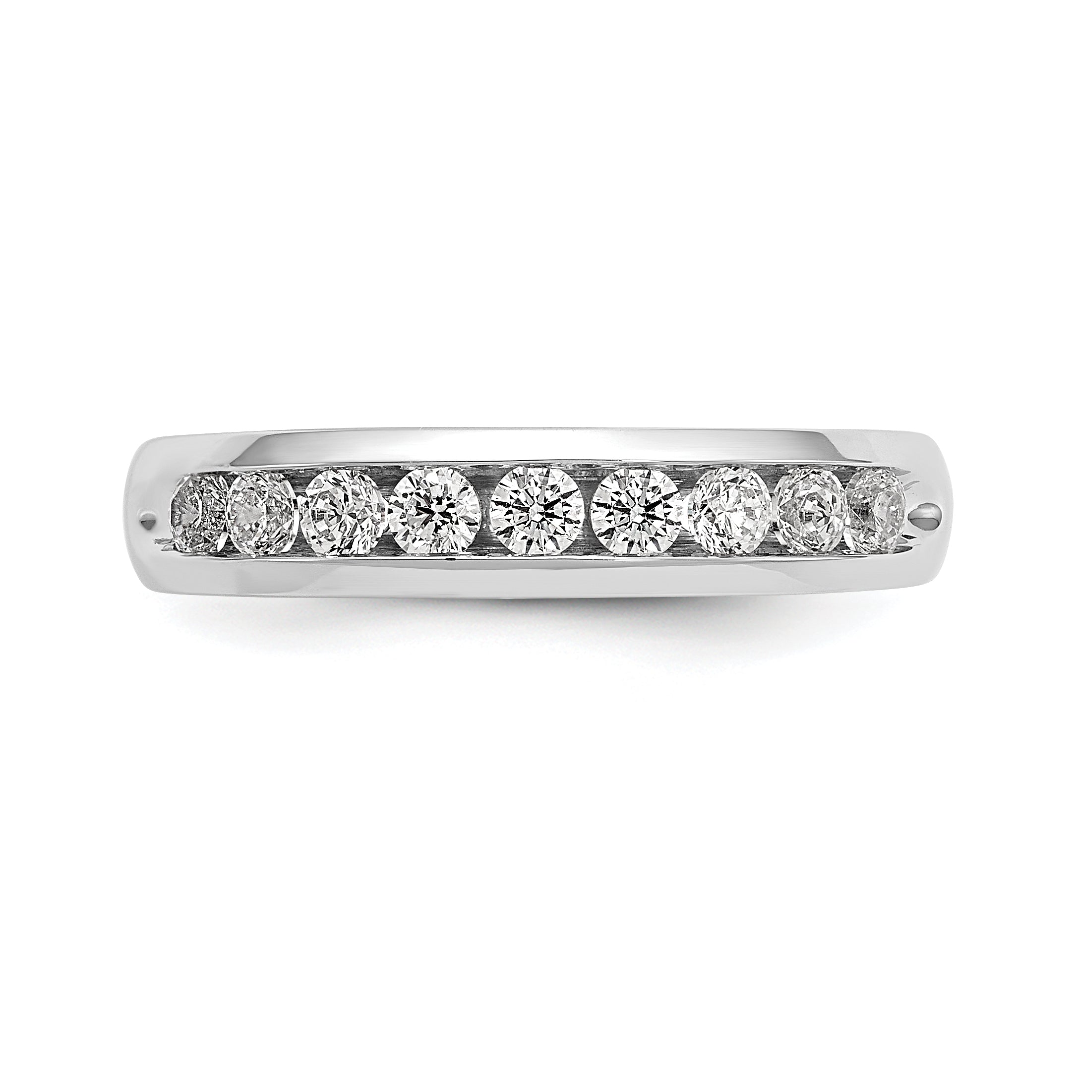 0.45ct. CZ Solid Real 14K White Gold 9-Stone Channel Wedding Band Ring