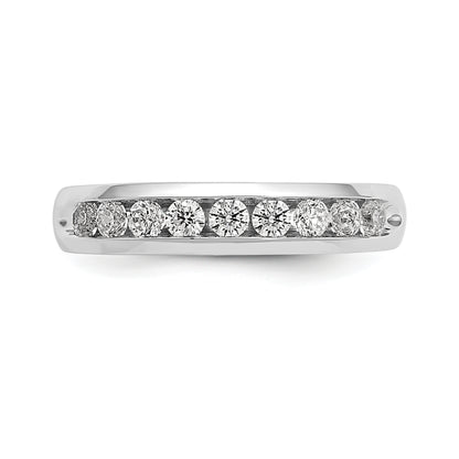 0.45ct. CZ Solid Real 14K White Gold 9-Stone Channel Wedding Band Ring