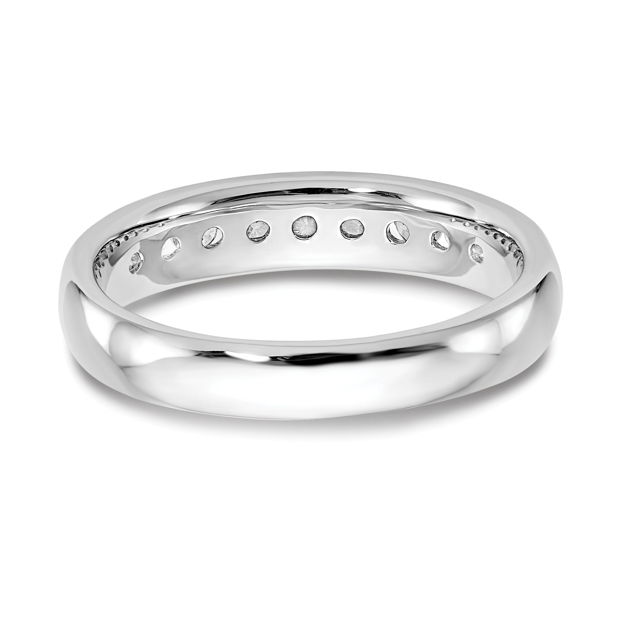 0.45ct. CZ Solid Real 14K White Gold 9-Stone Channel Wedding Band Ring