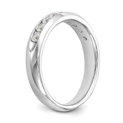 0.45ct. CZ Solid Real 14K White Gold 9-Stone Channel Wedding Band Ring