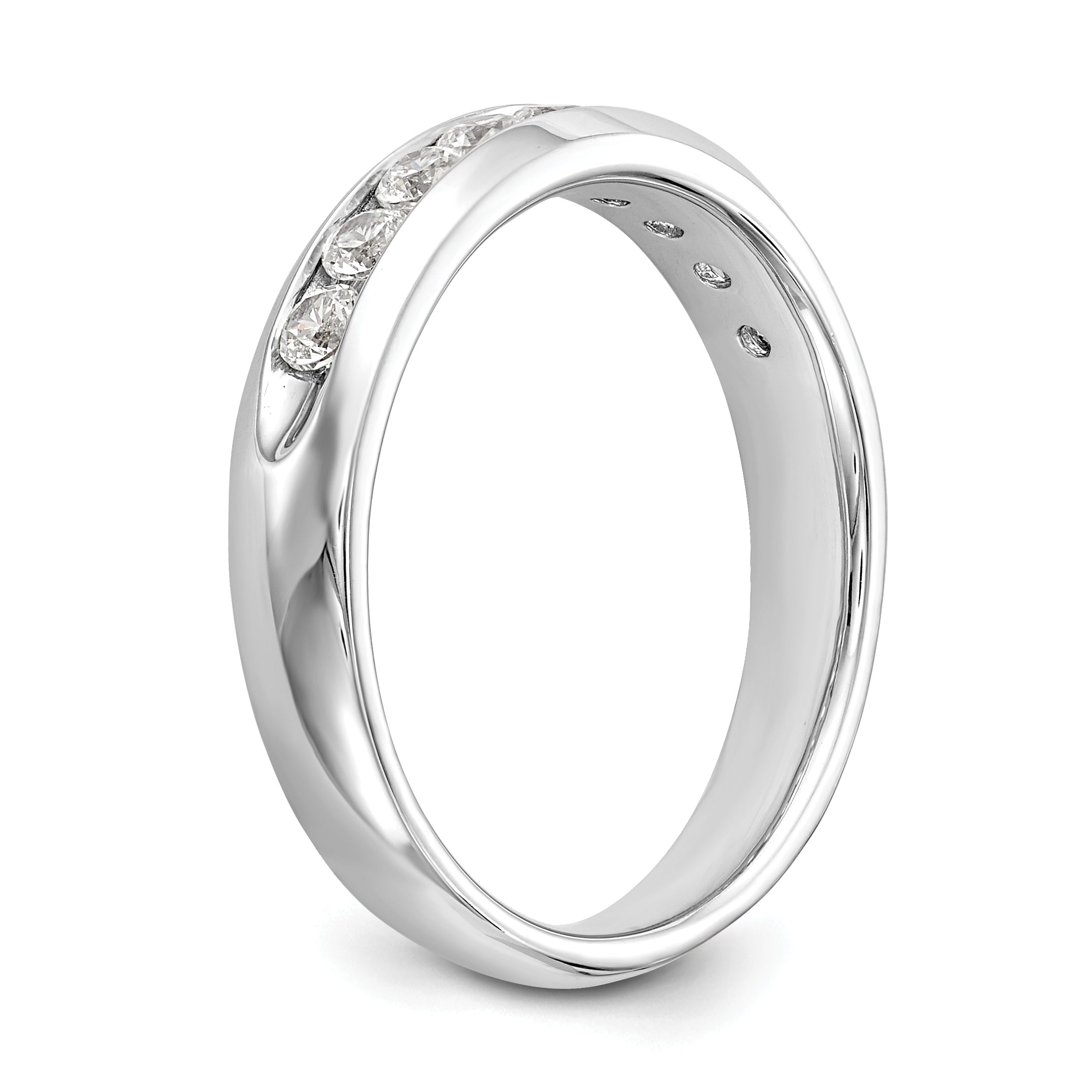 0.45ct. CZ Solid Real 14K White Gold 9-Stone Channel Wedding Band Ring